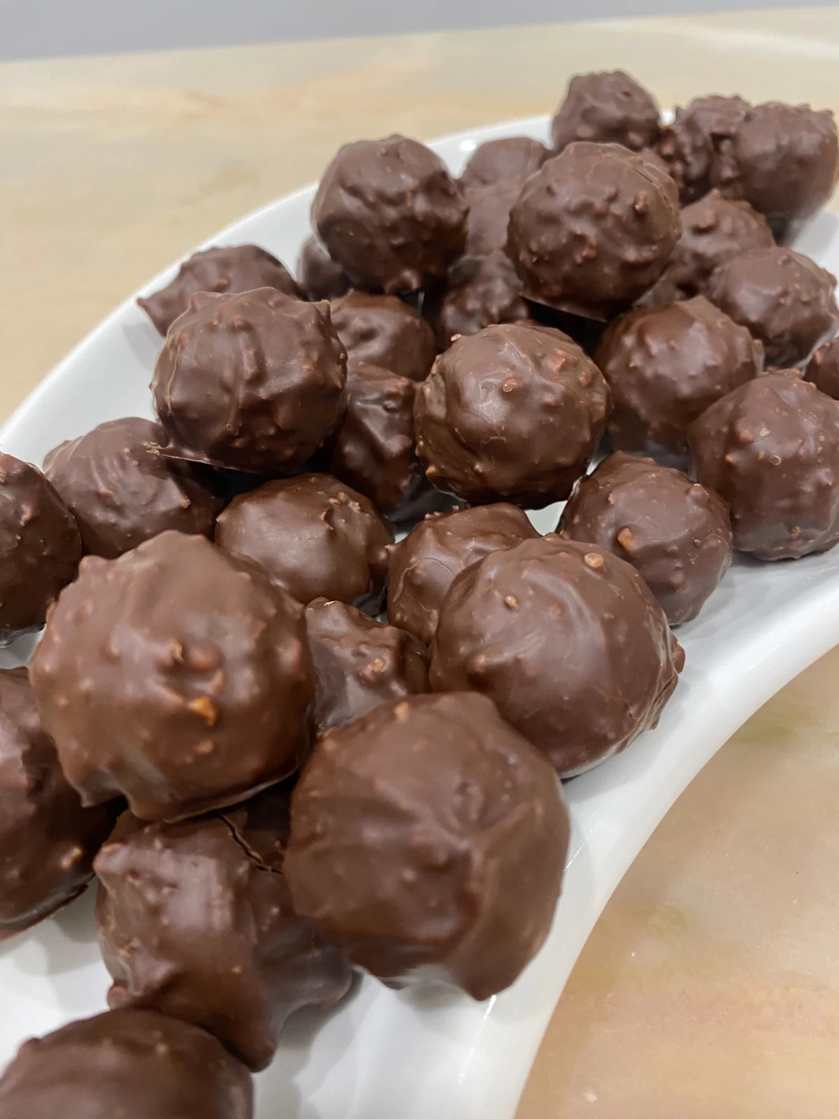 Handmade hazelnut chocolate truffles
